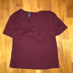 Rue 21 Maroon Lace up Shirt